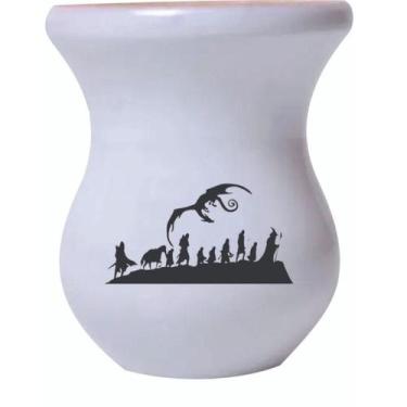 Imagem de Cuia De Madeira Branca Personalizada Senhor dos Anéis - Mix Atacadista