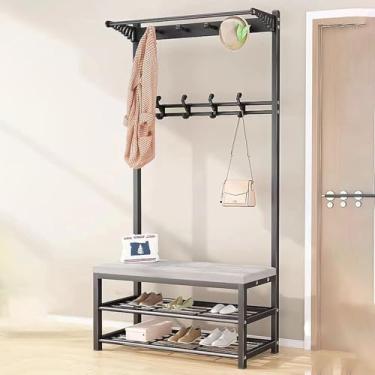 Imagem de Cabide organizador de entrada elegante 4 em 1 para corredor economiza espaço Suporte para sapatos com 10 ganchos para entrada e sala de estar