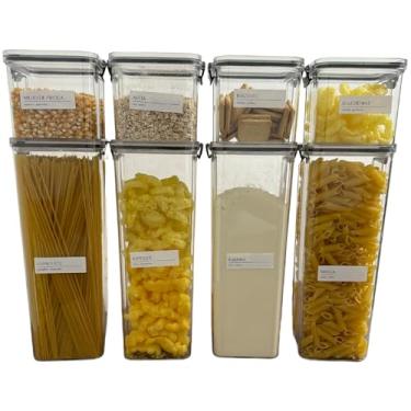 Imagem de Kit 8 Potes Herméticos 4x 2,150L + 4x 710ml | Porta Mantimentos Temperos Condimentos| Organizador Empilhável Cozinha Armário | BPA Free | Armazenamento em Geladeira Freezer | Tipo Acrílico