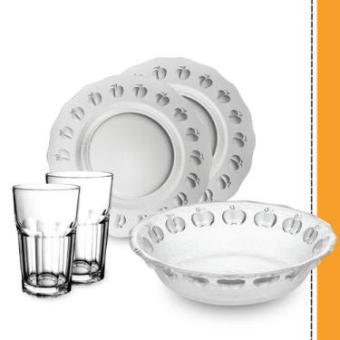 Imagem de Jogo De Pratos Fundos C/13 Peças Aparelho De Jantar Em Vidro - Suas co