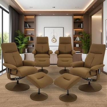 Imagem de Kit 4 Poltronas de Massagem Arizona Giratória com Apoio de Pés e Recli