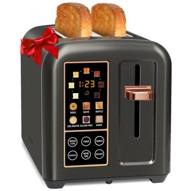 Imagem de Torradeira Elétrica 2 Fatias com Tela LCD Digital e 4 Funções, 110V 1350W, SEEDEEM, Cinza