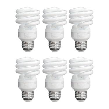 Imagem de Lâmpada fluorescente compacta T2 espiral CFL, 4100k branco frio, 9W (equivalente a 40 watts), 540 lúmens, base média E26, 120V, listado pela UL (pacote com 6)