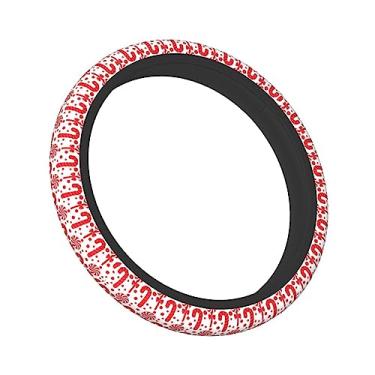 Imagem de UESEU Capa de volante para mulheres homens doces bengala doce Natal Lollipop Merry Xmas vermelho neoprene protetor de volante universal serve na maioria dos carros sedans SUVs - 38 cm