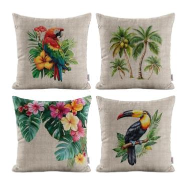 Imagem de Kit 4 Capas De Almofadas Impermeável Casa Piscina Praia Floral Tropical 45x45 - Novadecora