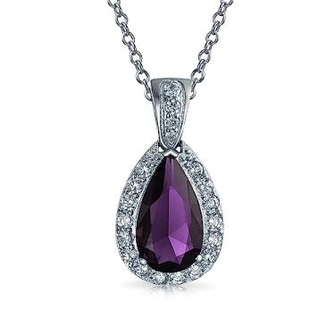 Imagem de Joia de noiva clássica em forma de pera 60 x 38 cm solitário lágrima halo AAA 15CT CZ simulada esmeralda verde pingente colar para mulheres formatura dama de honra casamento banhado a prata, One Size, Gema Metal, Zircônia cúbica