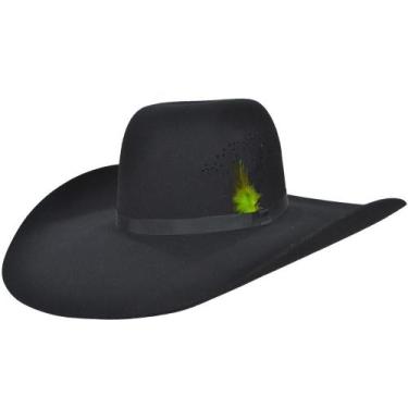 Imagem de Chapeu Preto Masculino Feltro Pralana Felt Aba 13 Rendado, 57, Preto