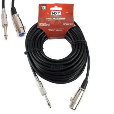 Imagem de Cabo De Microfone P10 Mono Para Xlr Canon Fêmea 10 Metros - Mxt