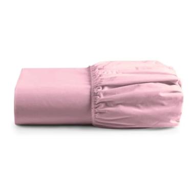 Imagem de lençol com elástico percal 400 fios avulso todos tamnhos solteiro casal queen king size (Rosê, Queen)