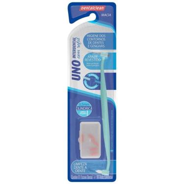 Imagem de Kit 1 Escova Interdental Cilindrica Macia + 6 Refis Dentalclean UNO