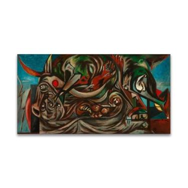 Imagem de RYLJCZ Arte de parede famosa. Impressão em tela. Sem título por Jackson Pollock. Pinturas famosas de arte abstrata. Imagens de decoração de sala 75 x 150 cm (29,5 x 59,0 pol) sem moldura