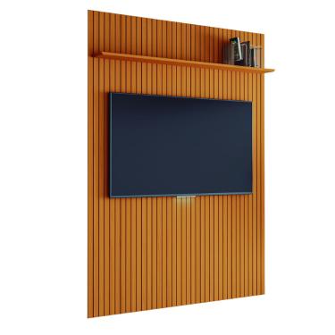 Imagem de Painel para TV até 70 Polegadas 1,80x2,40m Ripado com Prateleira Arbo Cedro edn