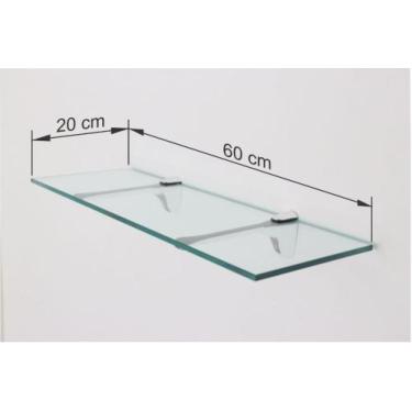 Imagem de Prateleira Vidro Incolor Para Sala Cozinha Quarto Banheiro 60x20 - Ino