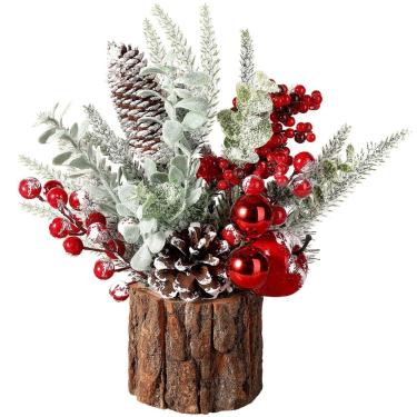 Imagem de Árvore de Natal de mesa redonda prateada com enfeites