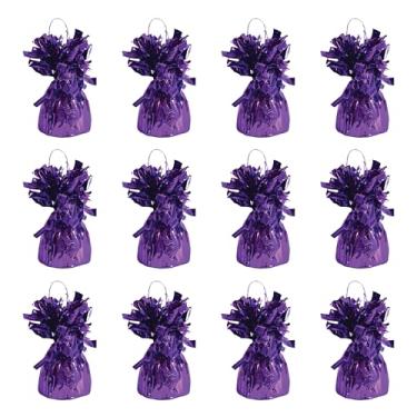 Imagem de Beistle 12 peças de pesos de balão roxo metálico para decoração de festa de aniversário, chá de bebê, mesa de casamento