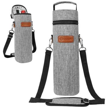 Imagem de Bolsa Térmica para Vinho OPUX, Porta-Garrafa de Vinho Isolado com Alça para Viagem, Picnic e Praia, Presente para Mulheres e Homens - Cinza
