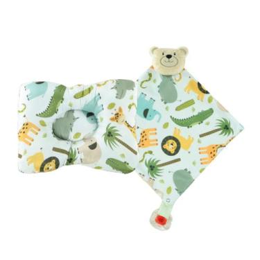 Imagem de Naninha com Prendedor de Chupeta + Travesseiro Anatômico para Bebê Kit