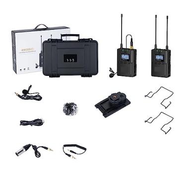 Imagem de AKALNNB Kit de placa de som microfone de lapela sem fio Comica CVM-WM200A 96 canais profissional UHF duplo microfone de lapela sem fio configuração de estúdio para gravação de música