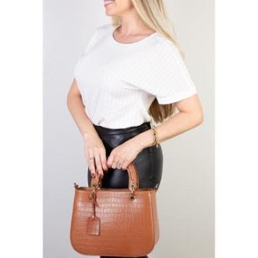 Imagem de Bolsa baú estruturada de couro croco Eloise-Feminino