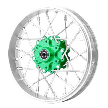 Imagem de BeaxTurbo Racing Upgrade Parts CNC Aluminum Front Spoke Wheel for Losi Promoto MX 1/4 Silver Ring LOS46002 (Silver-Green)