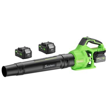 Imagem de Soprador de folhas sem fio com 2 baterias e carregador de 4,0 Ah, soprador elétrico de 780 CFM 260 MPH com 2 velocidades, limpador de folhas portátil de 20 V para cuidados com o gramado, folhas