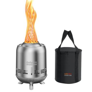 Imagem de ONLYFIRE OUTDOOR LIVING Lareira de mesa, lareira pequena portátil com bolsa de armazenamento para acampamento, trailer, pátio, quintal, fogão, 24 cm, FP055, prata