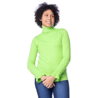 Imagem de Blusa Feminina Oliveira Malhas Tricot Babados Verde Limão, Verde neon,