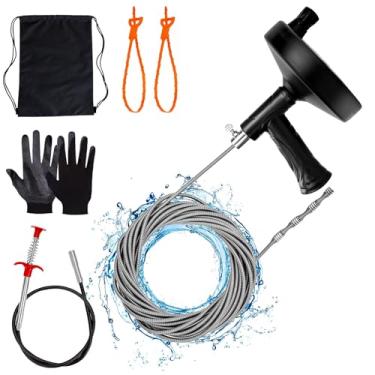 Imagem de Ginbel Direct Drenagem helicoidal 33 pés, encanamento cobra cabelo removedor de entupimento drenagem cobra flexível ferramentas de limpeza de pia resistente para chuveiro, banheira, banheiro, cozinha