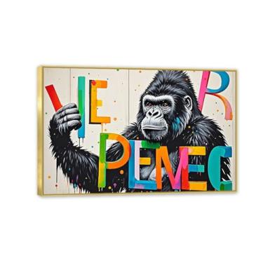 Imagem de Macaco gorila animal pintura inspiradora imagens pôsteres impressões arte grafite decoração de parede imagem de macaco banksy arte de parede para sala de estar escritório decoração de parede 30x20 cm