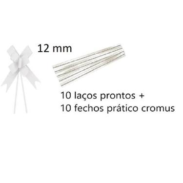 Imagem de Laço Pronto Liso 12 mm - 10 Unidades + Fecho prático Cromus, Branco