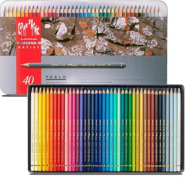 Imagem de Estojo Lápis de Cor Caran Dache Artist Pablo Swiss Made 40 Cores - 666