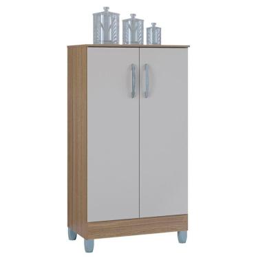 Imagem de Armário Multiuso 60cm 2 Portas Tami P11 Castanho-off White - Mpozenato