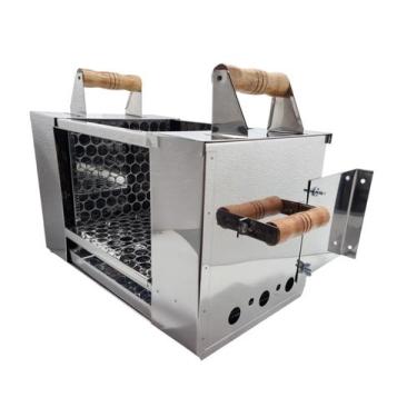 Imagem de Churrasqueira Ecológica Inox Sem Fumaça De Parede 2 Grelhas - Brasafor