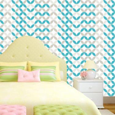 Imagem de Papel Parede Círculos Azul E Cinza Geométricos Autocolante