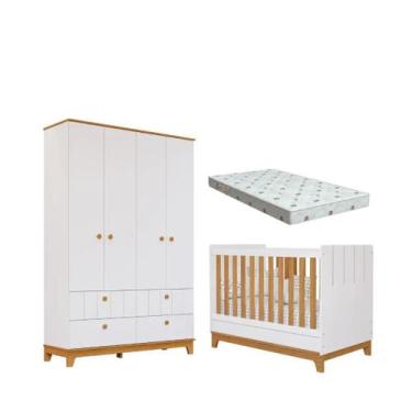 Imagem de Quarto Bebe Berço e Guarda Roupa Dorabelly Bis com Colchão - Permobili