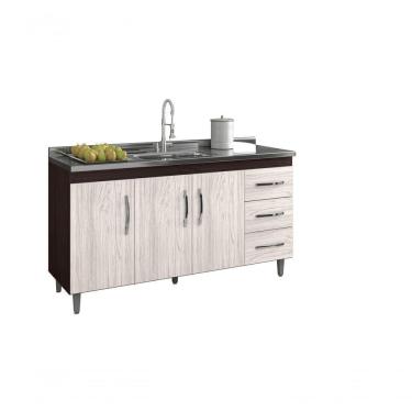 Imagem de Balcão Gabinete De Pia Isabel 150cm S- Tampo Marrom