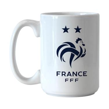 Imagem de Logo Brands Caneca de café sublimada de futebol nacional da França masculina de 425 g - Copo de cerâmica oficialmente licenciado, design de equipe vibrante - seguro para micro-ondas, perfeita para
