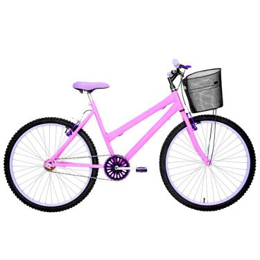 Imagem de Bicicleta Feminina Aro 26 Mtb Alumínio Colorido Cor Rosa E Lilás