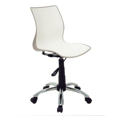 Imagem de Cadeira Maja Camurça/branca Sem Braços Em Polipropileno Com Rodízio Em Aço Cromado