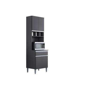 Imagem de Armário Paneleiro Duplo 4 Portas 1 Gaveta Com Nicho Andréia Cinza Fosco