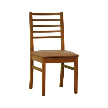 Imagem de Cadeira Tiê Madeira Maciça Encosto Ripado - Amêndoa Assento Estofado Corano Marrom Mescla