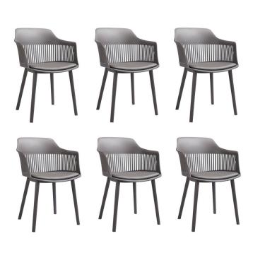 Imagem de Kit 6 Cadeiras Marcela Rivatti Móveis Cinza