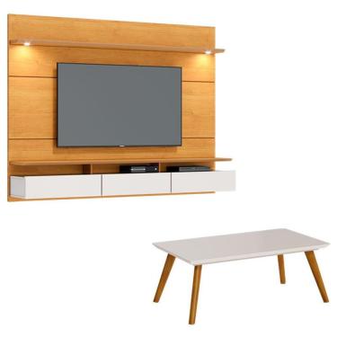 Imagem de Painel Suspenso Decore 1.8 Com Mesa De Centro Classic Nature Off White - Imcal