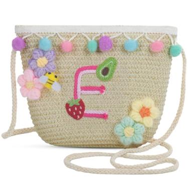 Imagem de Sacola feminina pequena de palha de palha para praia de verão 2025, bolsa de praia de palha de tecido para mulheres 2025 (E, marrom), Marrom