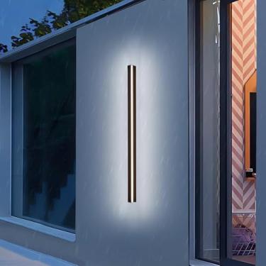 Imagem de Lâmpada de parede LED moderna para uso externo com tira longa IP65 à prova d'água arandela decorativa para exterior/interior luminária minimalista para jardim, pátio, garagem, corredor, 3000 K/6500K