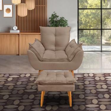 Imagem de kit 1 poltrona Emily +puff descanso para os pés (capuccino)