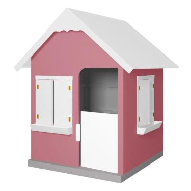 Imagem de Casinha De Brinquedo Com Floreiros Mdf Rosa-branco - Criança Feliz