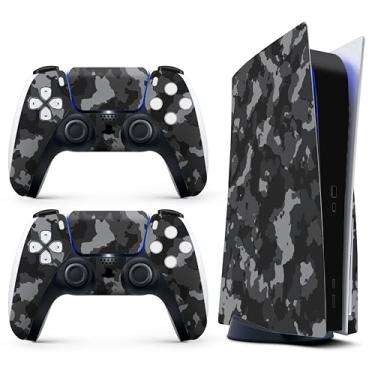 Imagem de Skin Sticker for Game Console 5 Cover - Camuflagem cinza, compatível com edição de disco e edição digital (não Slim Ver) - 2 capas de controle e capa de console - sem bolhas, proteção total, removível