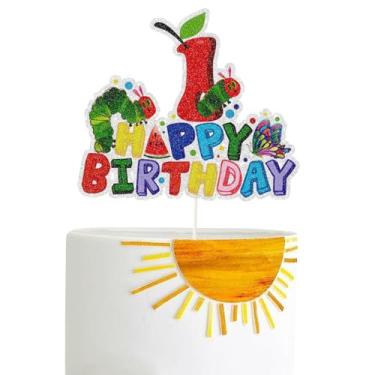 Imagem de Hungry Caterpillar Happy 1st Birthday Cake Topper,Reading Story Theme 1st Birthday Cake Decor,Fairy tales Theme First Birthday Party Decorations for Boys Girls