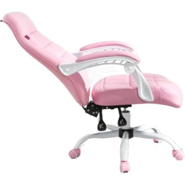 Imagem de Cadeira De Escritório De Couro Pu Cadeira De Computador De Design Giratório Altura Ajustável Inclinação Reclinável Ergonômico Confortável, Black-, 64 * 64 * 115cm